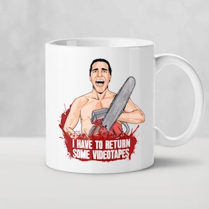 Kubek American Psycho Kubek | Patrick Bateman | Muszę zwrócić kilka filmów Kubek z horroru Prezent dla maniaka Słynne zdanie z horroru