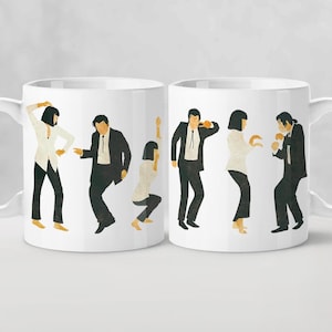 Pulp Fiction Dance Mug - Jack Rabbit Slims / Mia Wallace Vincent Vega Minimalist movie scene Quentin Tarantino film lover print Original art