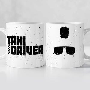 Tasse de film Taxi Driver, tasse à café avec illustration minimaliste de Travis Bickle, Martin Scorsese, cadeau de cinéma classique