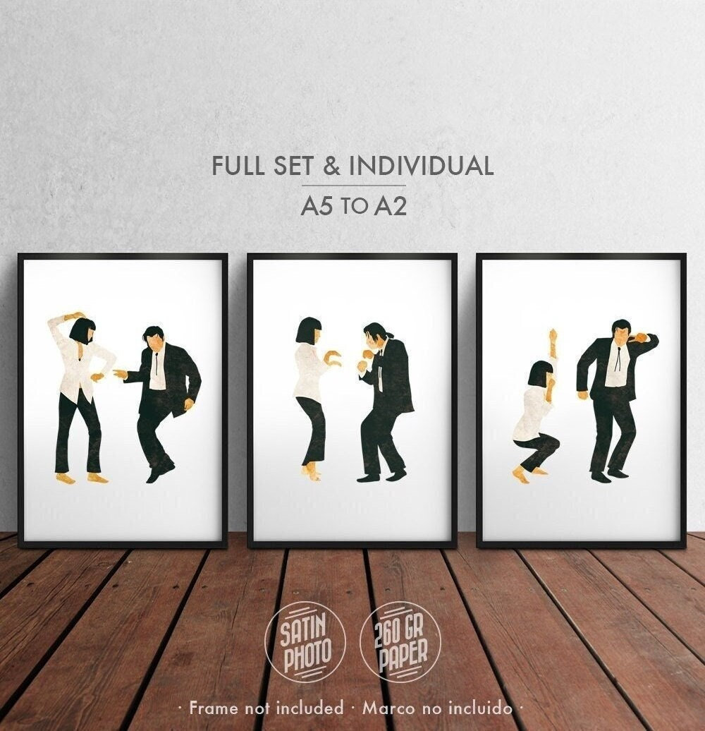 Pulp Fiction Dance Inspired Prints - A5 to A2 / Jack Rabbit Slims Movie scene posters Quentin Tarantino Wall Art Home Decor Room Couple gift