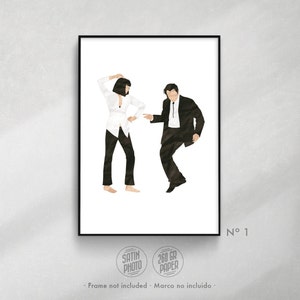 Pulp Fiction Posters Set | Mia and Vincent | Movie prints Jack Rabbit Slims Tarantino movie lover Cinema wall art Couple gift Decor home Nº 1