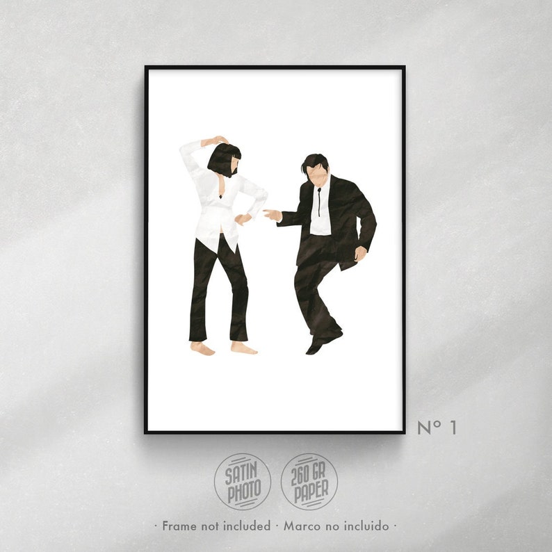 Pulp Fiction Posters Set | Mia and Vincent | Movie prints Jack Rabbit Slims Tarantino movie lover Cinema wall art Couple gift Decor home Nº 1