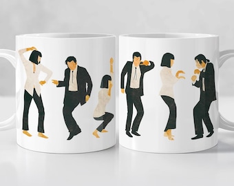Pulp Fiction Dance Mug - Jack Rabbit Slims / Mia Wallace Vincent Vega Minimalist movie scene Quentin Tarantino film lover print Original art