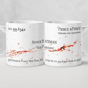 Patrick Bateman-kaart | Mok van de American Psycho-film | Replica van de film | Horror Geek-cadeau | Merchandise van de cultcinema | Logo
