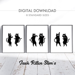 Dancing Cats Prints - Pulp Fiction dance, printable movie poster wall art, digital download, Quentin Tarantino, kitty art, cat lovers gift