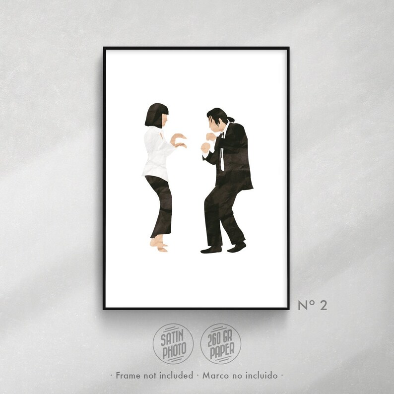 Pulp Fiction Posters Set | Mia and Vincent | Movie prints Jack Rabbit Slims Tarantino movie lover Cinema wall art Couple gift Decor home Nº 2