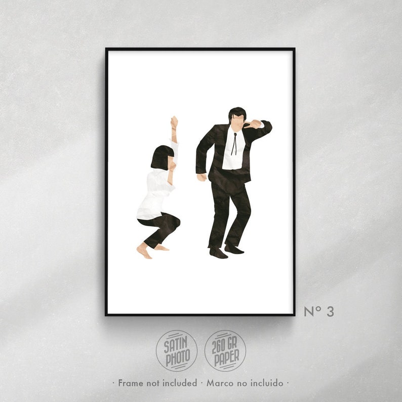 Pulp Fiction Posters Set | Mia and Vincent | Movie prints Jack Rabbit Slims Tarantino movie lover Cinema wall art Couple gift Decor home Nº 3
