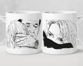 Lost in translation Coffee Mug / Whisper scene Charlotte Bob Film print Scarlett Johansson Bill Murray Movie lover Couple gift Ceramic Art