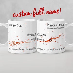 Patrick Bateman-kaart - Gepersonaliseerde mok van American Psycho / replica van horrorfilm, horrorfilmmerchandise, origineel cadeau voor filmliefhebbers