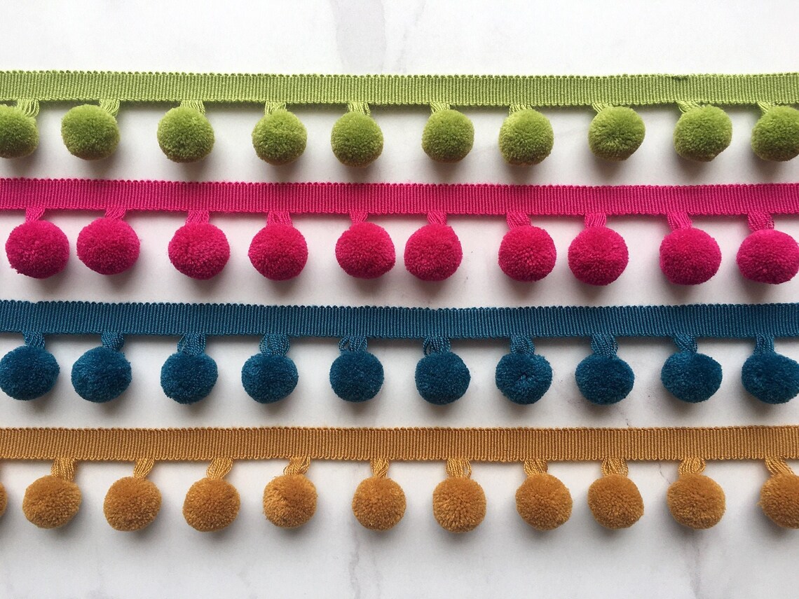 HQ 4 Colours Large Pom Poms Trim Pom Pom Fringe Trim Pom Pom Etsy