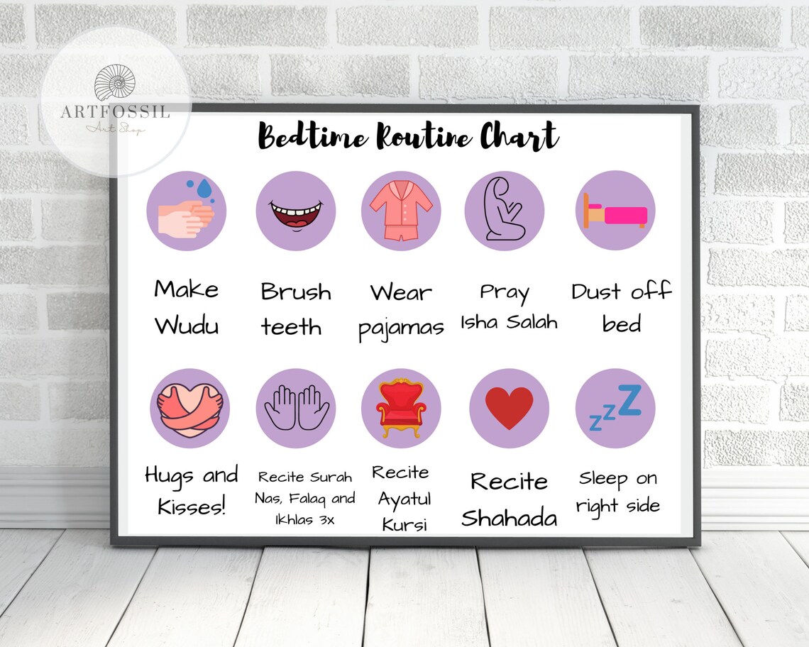 Muslim Nightime Routine Muslim Kids Bedtime Routine Chart | Printable Checklist | Instant ...