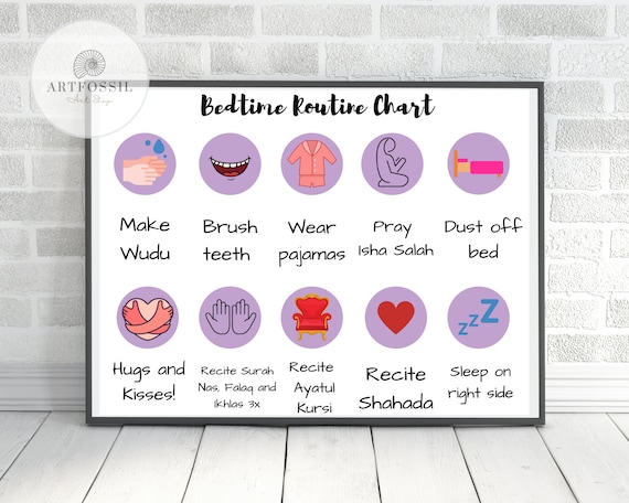 Muslim Kids Bedtime Routine Chart | Printable Checklist | Instant Download | Premade & Blank Charts | Daily Responsibility