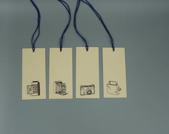 Antique Camera Hang Tags / Letterpress Printed / Set of 8