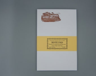 Vintage Train Notepads / Letterpress Printed / Railroad Scene