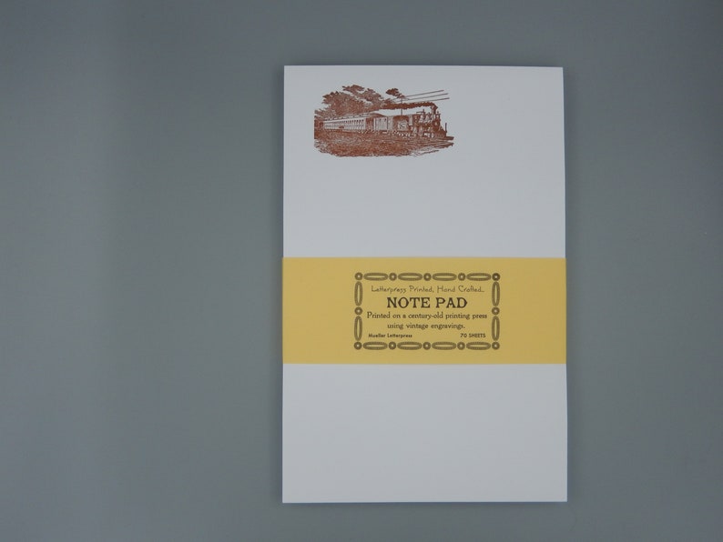 Vintage Train Notepads / Letterpress Printed / Railroad Scene image 1