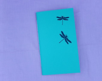 Handmade Pocket Journal/Notebook / Dragonflies / Letterpress Printed