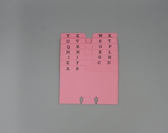 Pink Rolodex Dividers / Alphabet Set / Letterpress Die-cut & Printed