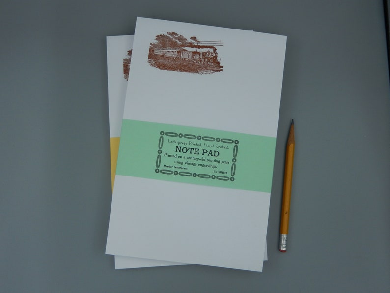 Vintage Train Notepads / Letterpress Printed / Railroad Scene image 3