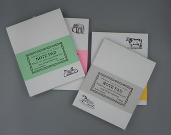 Animal Notepad Set / 4 Different / Letterpress Printed