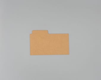 May include: A brown paper folder with a tab on the top.