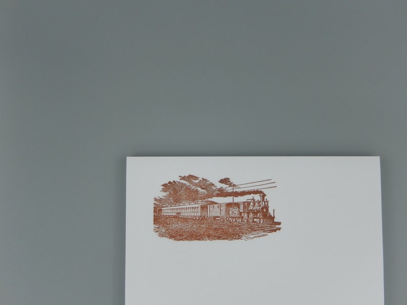 Vintage Train Notepads / Letterpress Printed / Railroad Scene image 2