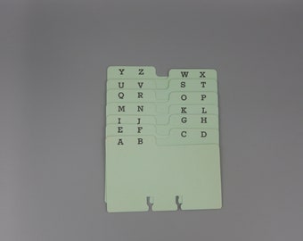 Rolodex Dividers Alphabet Set / Letterpress Die-cut and Printed