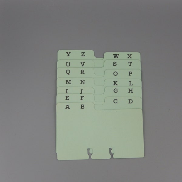 Rolodex Dividers Alphabet Set / Letterpress Die-cut and Printed
