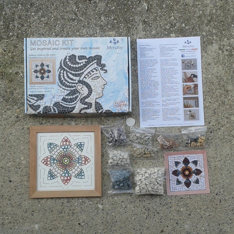 DIY Roman Mosaics kit for adults Pomegranate Flower Marble Etsy