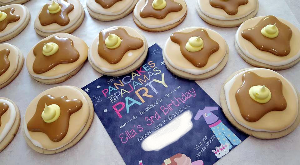 Pancake Cookies Decorated Sugar Cookie Birthday Party Etsy