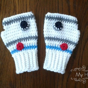 Handgemachte häkeln Droid inspirierte fingerlose Handschuhe