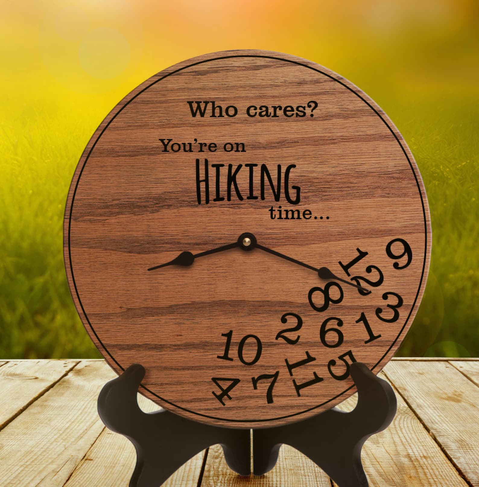 hiking time handmade clock on etsy