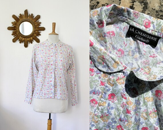 CACHAREL, Chemisier à col Claudine vintage Cachare