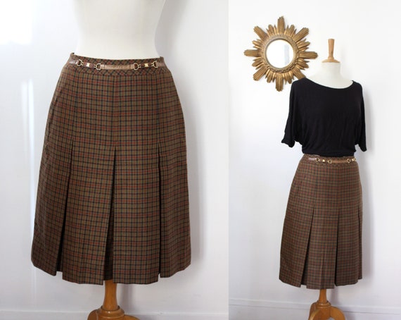 CELINE / vintage pleated skirt with mid-length tas