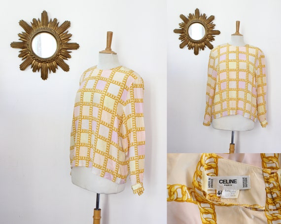 Céline / Blouse vintage blouse in long-sleeved sil