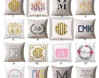 monogram pillow etsy