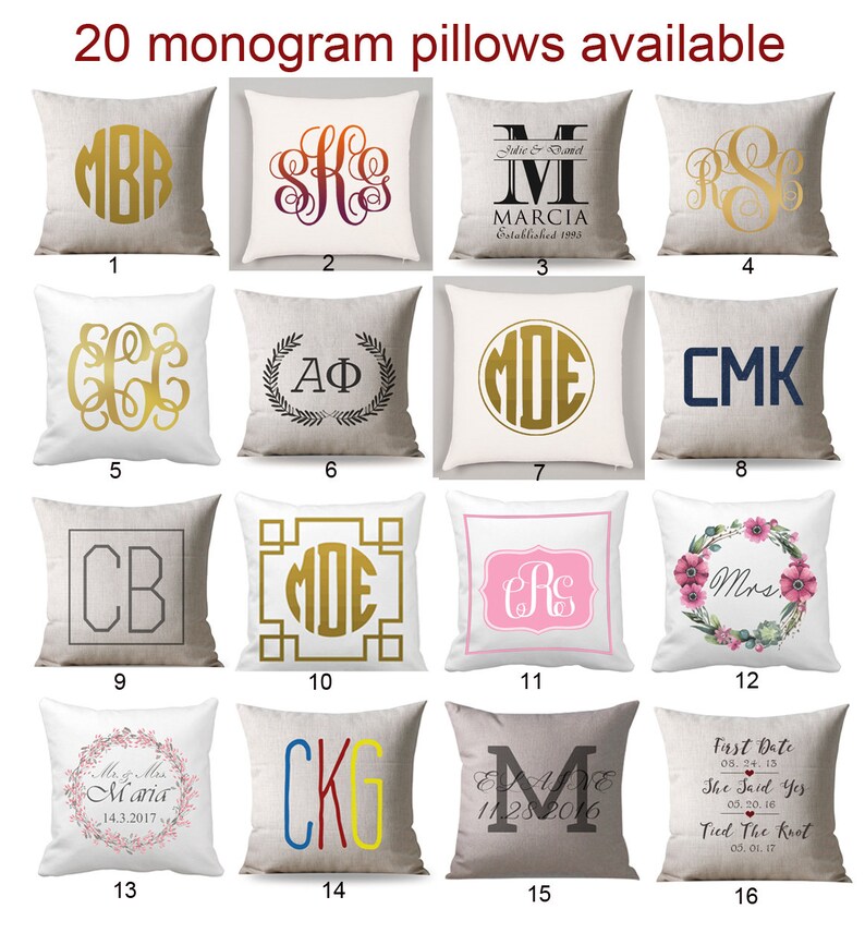 Monogram pillow case monogram throw pillow monogram pillowcase Etsy