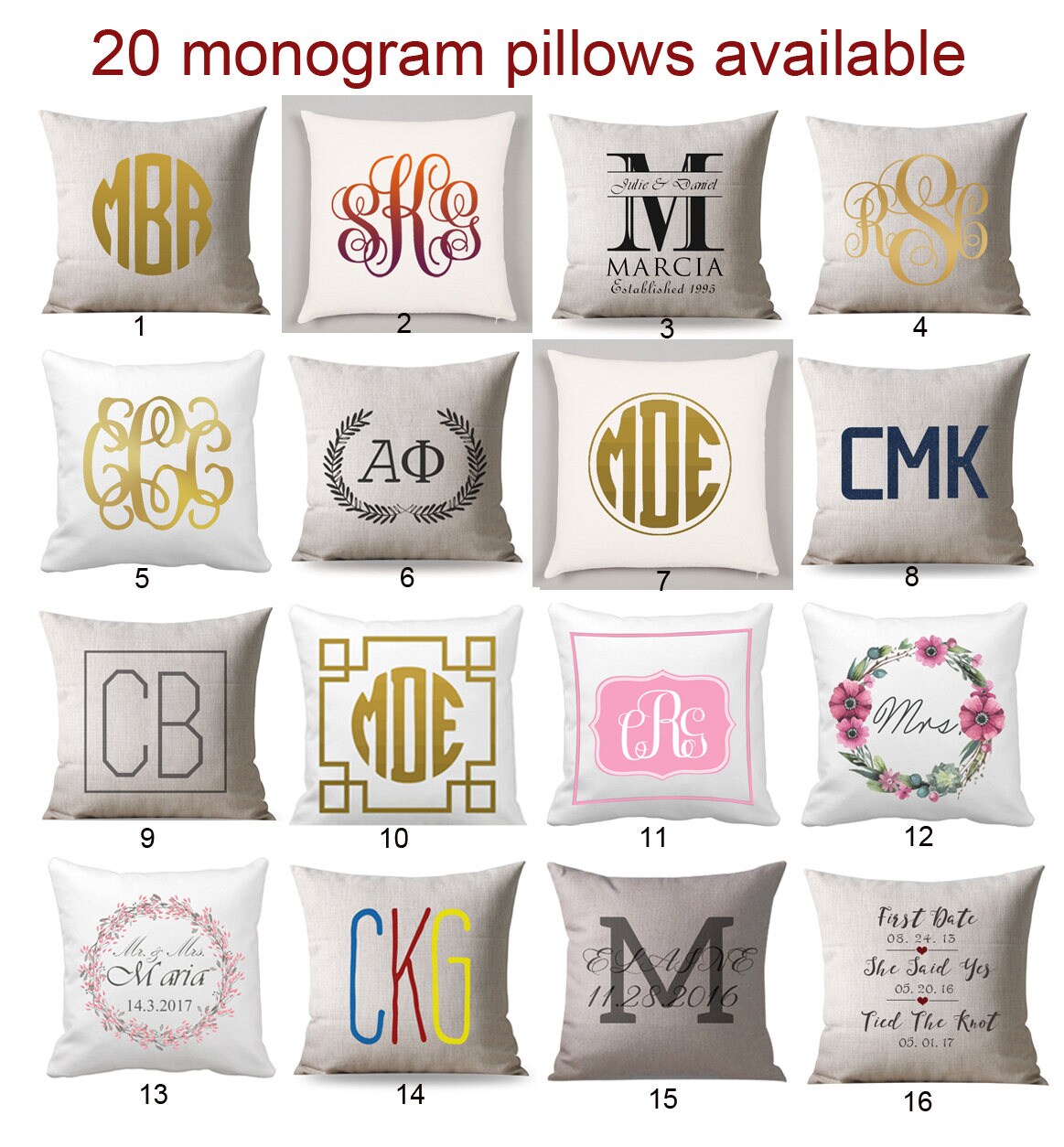 Monogram pillow case monogram throw pillow monogram pillowcase Etsy