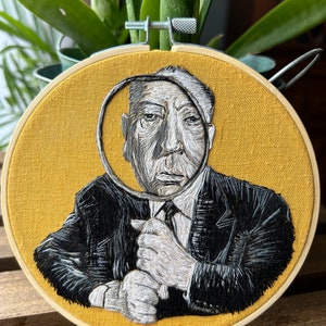 Alfred Hitchcock, 5” embroidery hoop