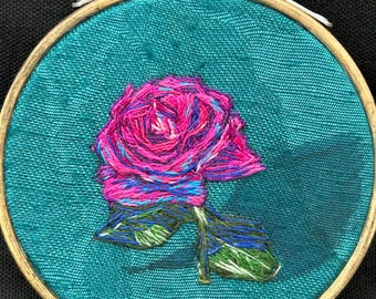 La Vie En Rose, 3” embroidery hoop