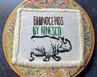 Rhinoceros, 6" embroidery hoop
