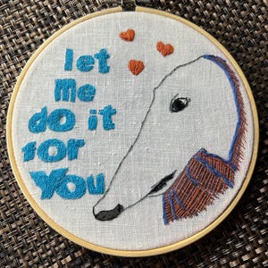 Borzoi Meme Dog, 6” embroidery hoop