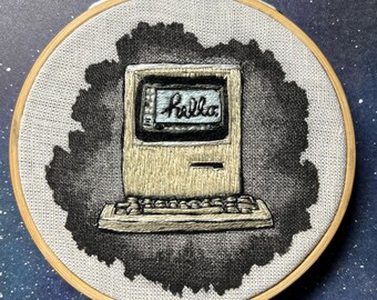 80s Computer, 4” embroidery hoop