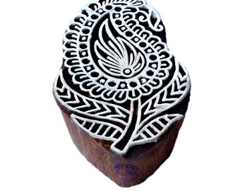 Vintage Floral Design Wooden Textile Printing Block Indian Block Bed Sheet Block i77-76 Nice Collectible Hand Block -Old Wooden Block