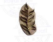 Exclusive Wooden Stamp Brass Leaf Pattern Clay Printing Block BSAtag013