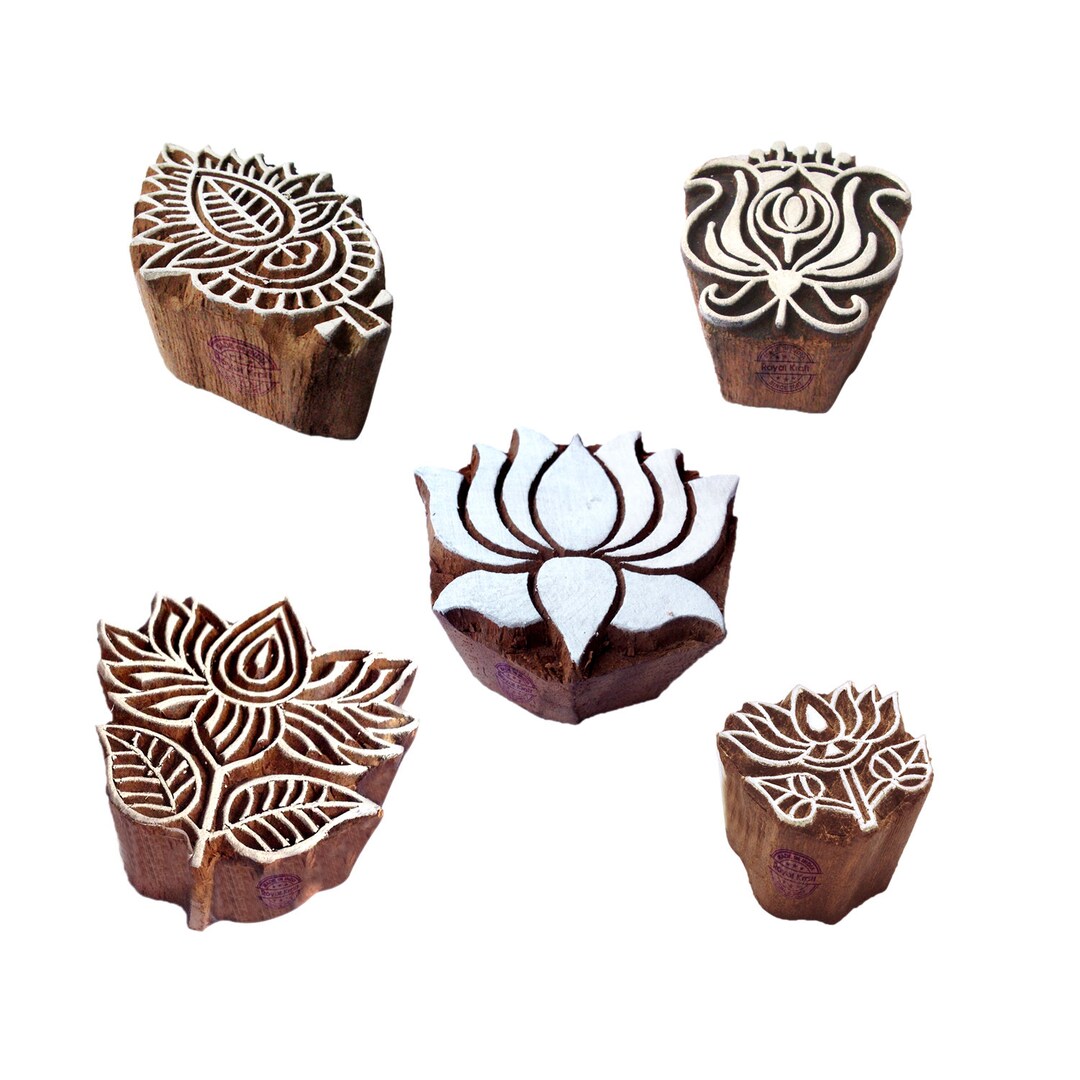 Elegant Designs Flower and Lotus Wooden Block Stamps set of Etsy