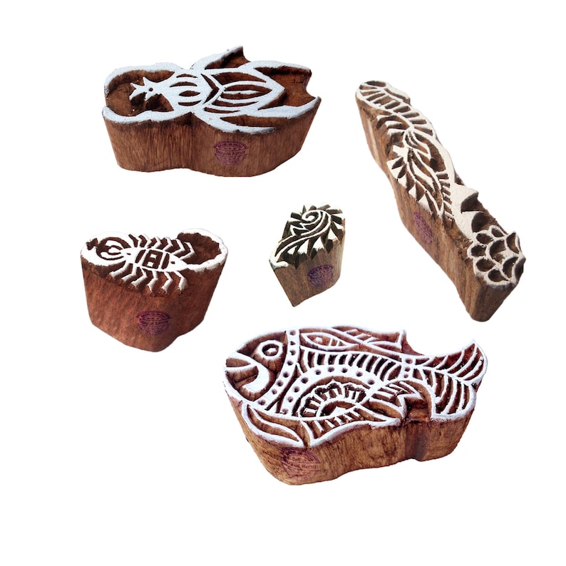Retro Designs Wooden Printing Stamps for Block Printing on Fabric Textile Paper Htag1241-1250