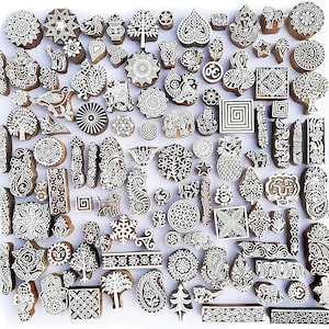 Royal Kraft Assorted Wooden Block Printing Stamps (Set of 50)