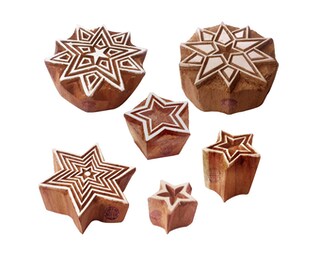 Royal Kraft Timbri In Legno Jaipuri – Set Di 4 – Stampe Om E Bordo Legna – Per Tessuto, Carta, Ceramica, Tatuaggi Temporanei