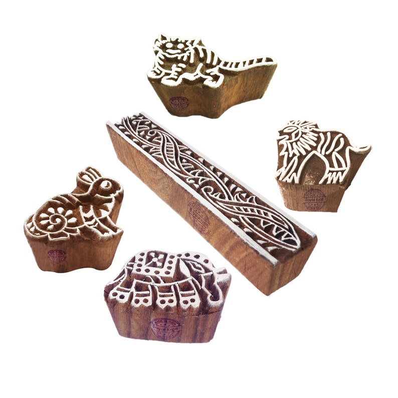 Retro Designs Wooden Printing Stamps for Block Printing on Fabric Textile Paper Htag1241-1250