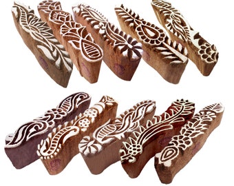 Fabric Wooden Stamps Creative Border Pattern Printing Blocks (Set of 10)